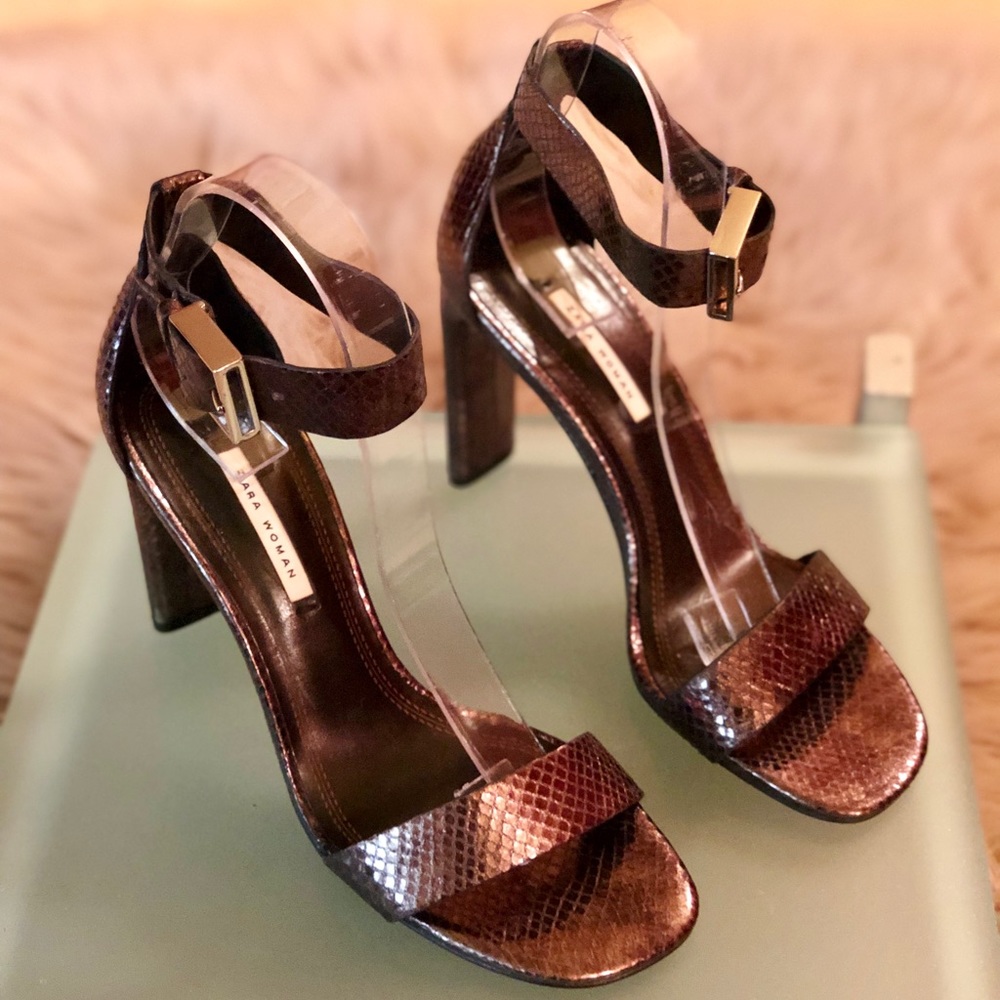 Zara Snake Embossed Leather Sandal
